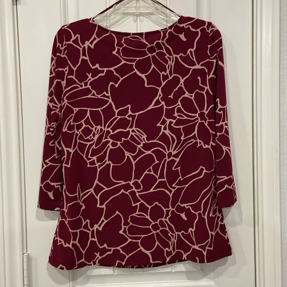 Liz Claiborne Red and Cream 3/4 Sleeve Blouse - Picture 4 of 4